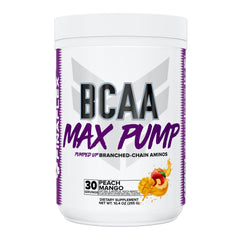 FINAFLEX BCAA MAX PUMP bottle front with peach mango flavor for intra-workout support.