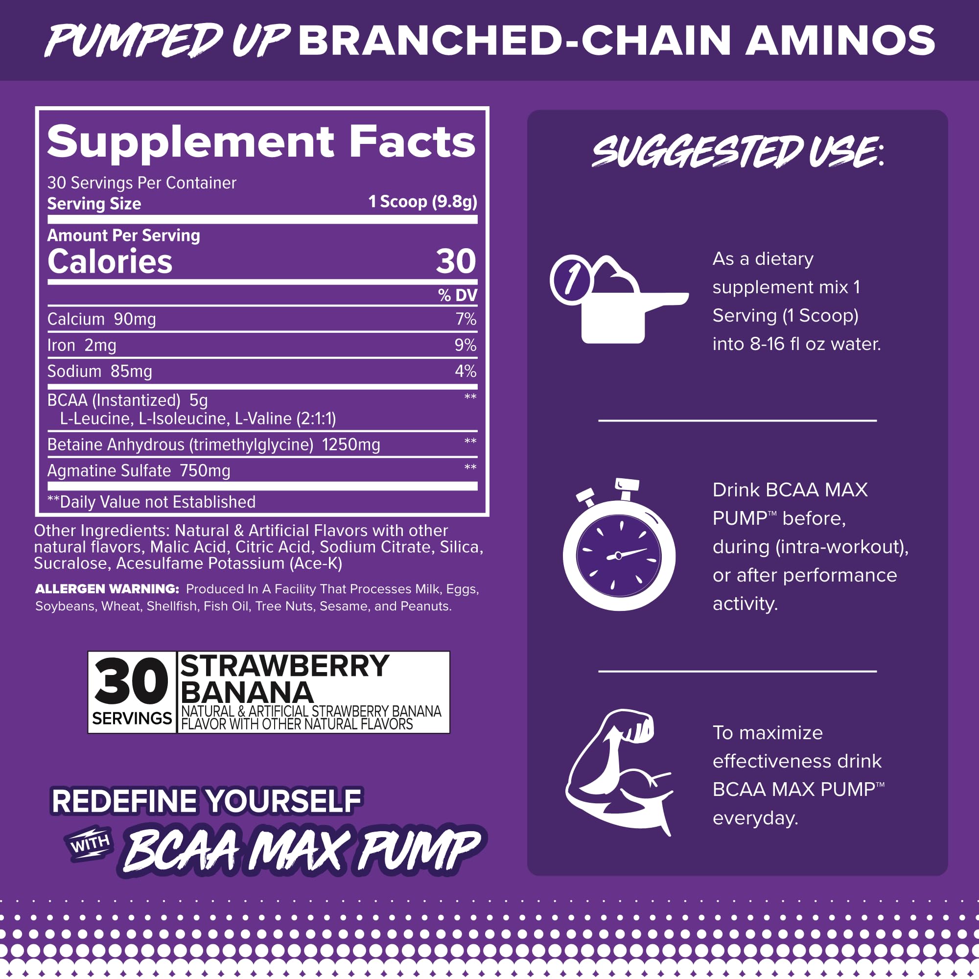 FINAFLEX BCAA MAX PUMP bottle-label detail highlights 2:1:1 BCAA ratio for recovery