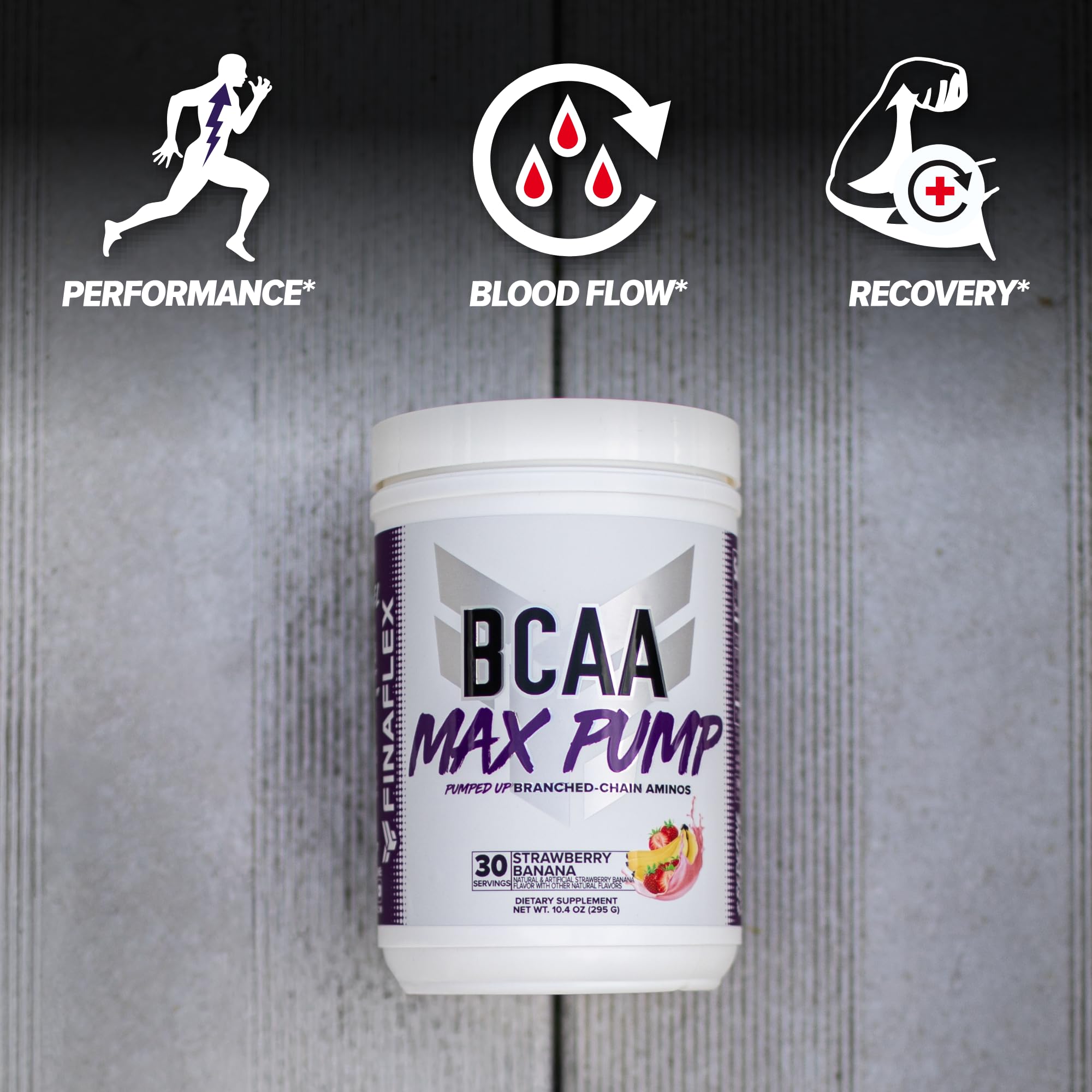 FINAFLEX BCAA MAX PUMP mixed-in-water scene suggests quick hydration and pump