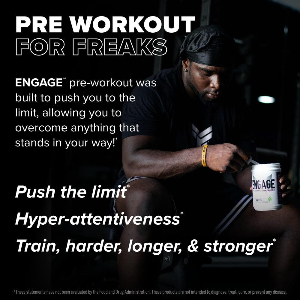 FINAFLEX Engage pre-workout container on a gym bench, signaling ready energizing session.
