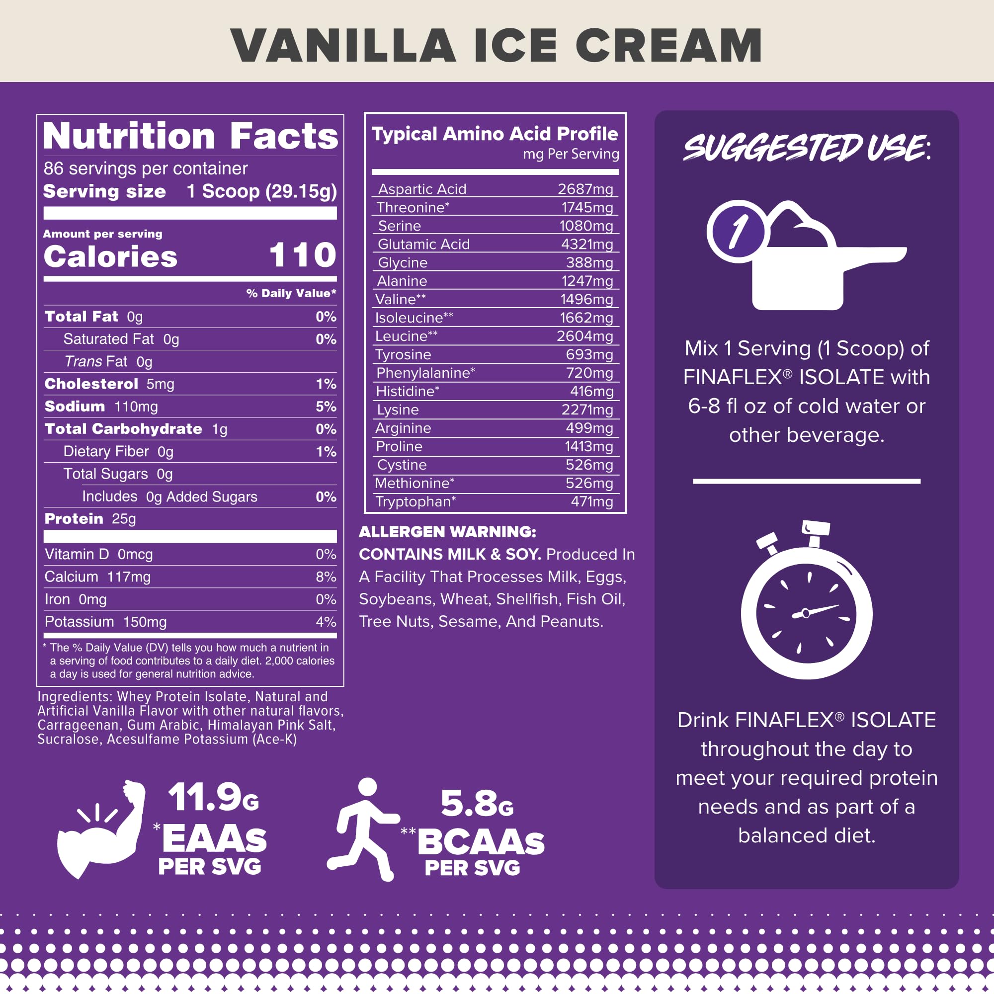 FINAFLEX ISOLATE Vanilla Ice Cream scoop for easy post-workout portioning.