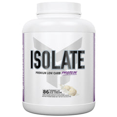 FINAFLEX ISOLATE Vanilla Ice Cream tub highlighting high-quality protein and zero sugar.