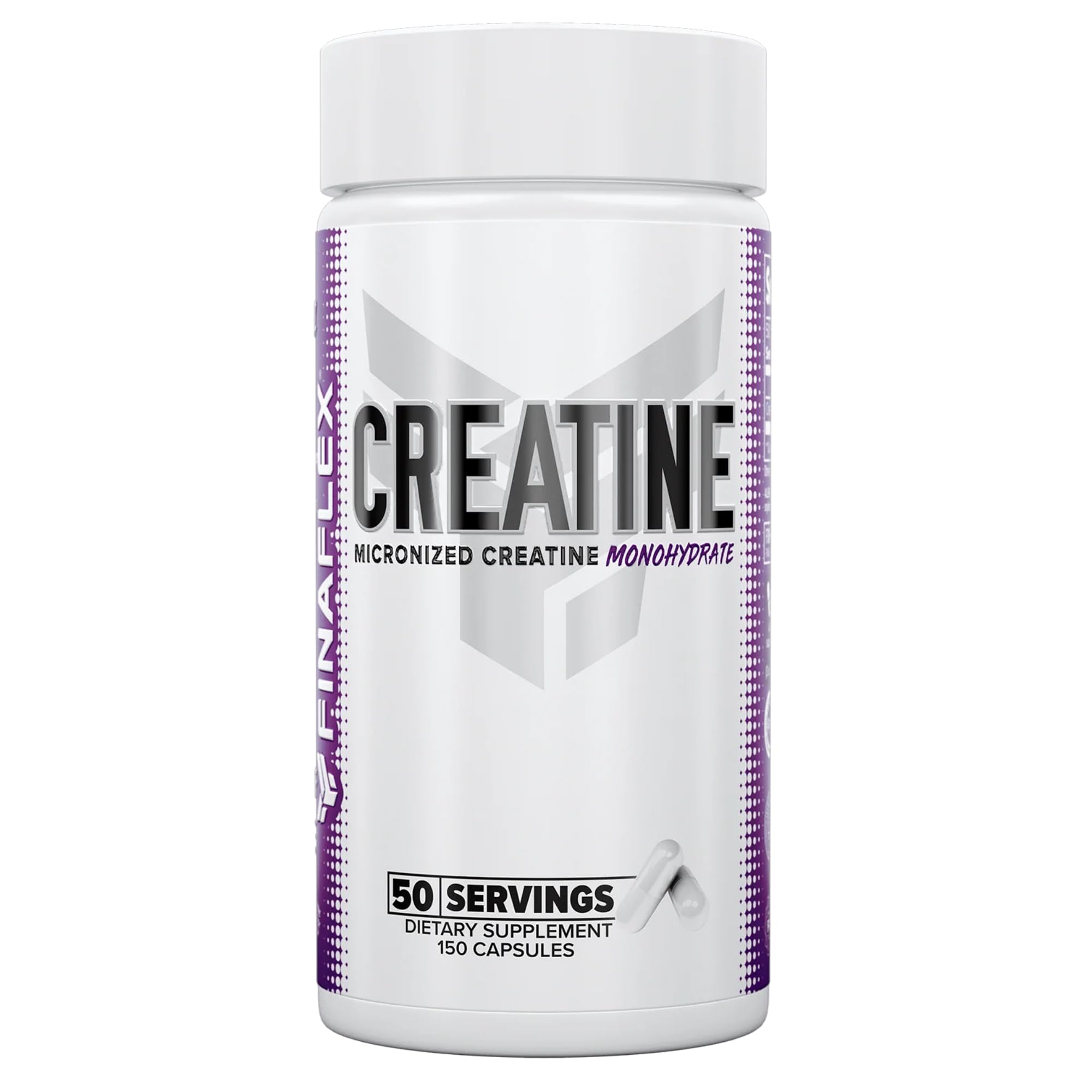FINAFLEX Pure Creatine bottle with 150 capsules supporting muscular strength and lean performance.
