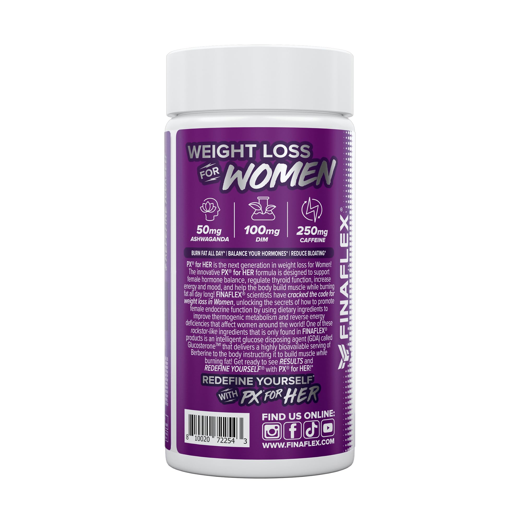 FINAFLEX PX for HER bottle in a gym setup for energy.