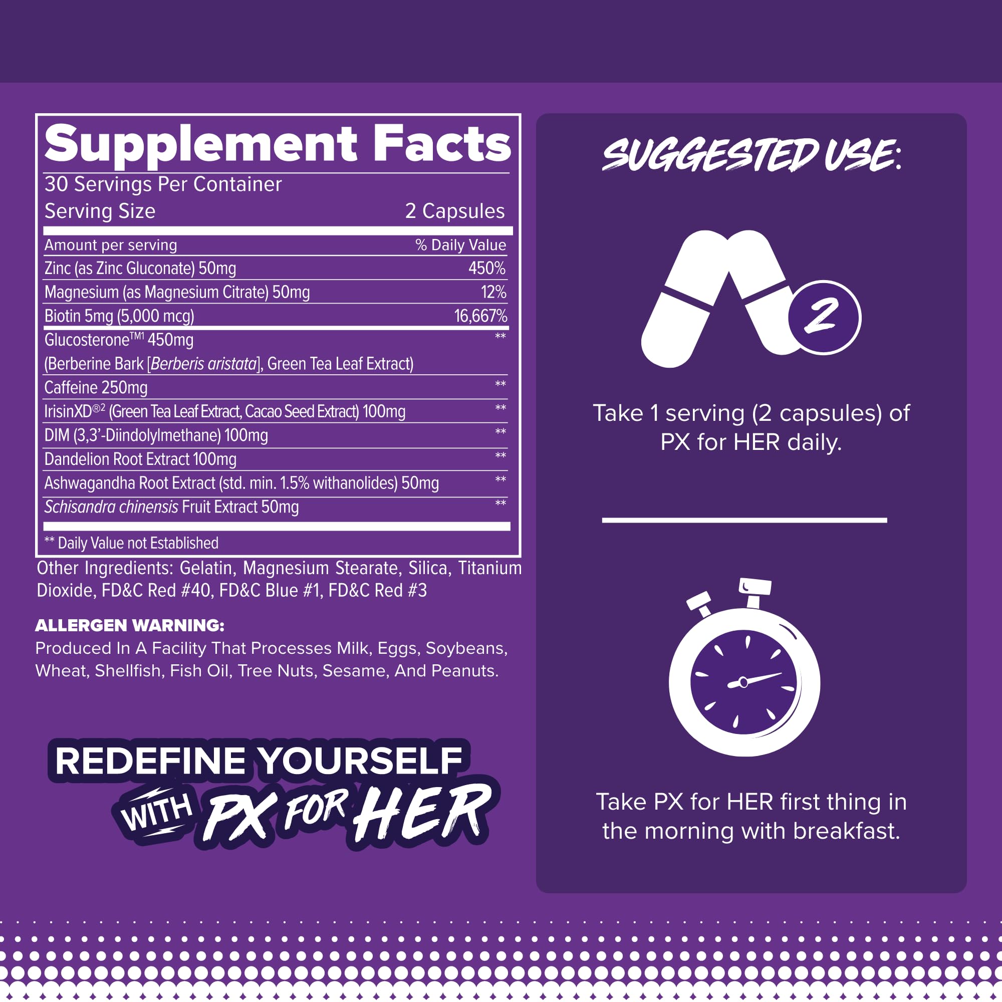 FINAFLEX PX for HER capsules close-up highlights convenient daily energy support.