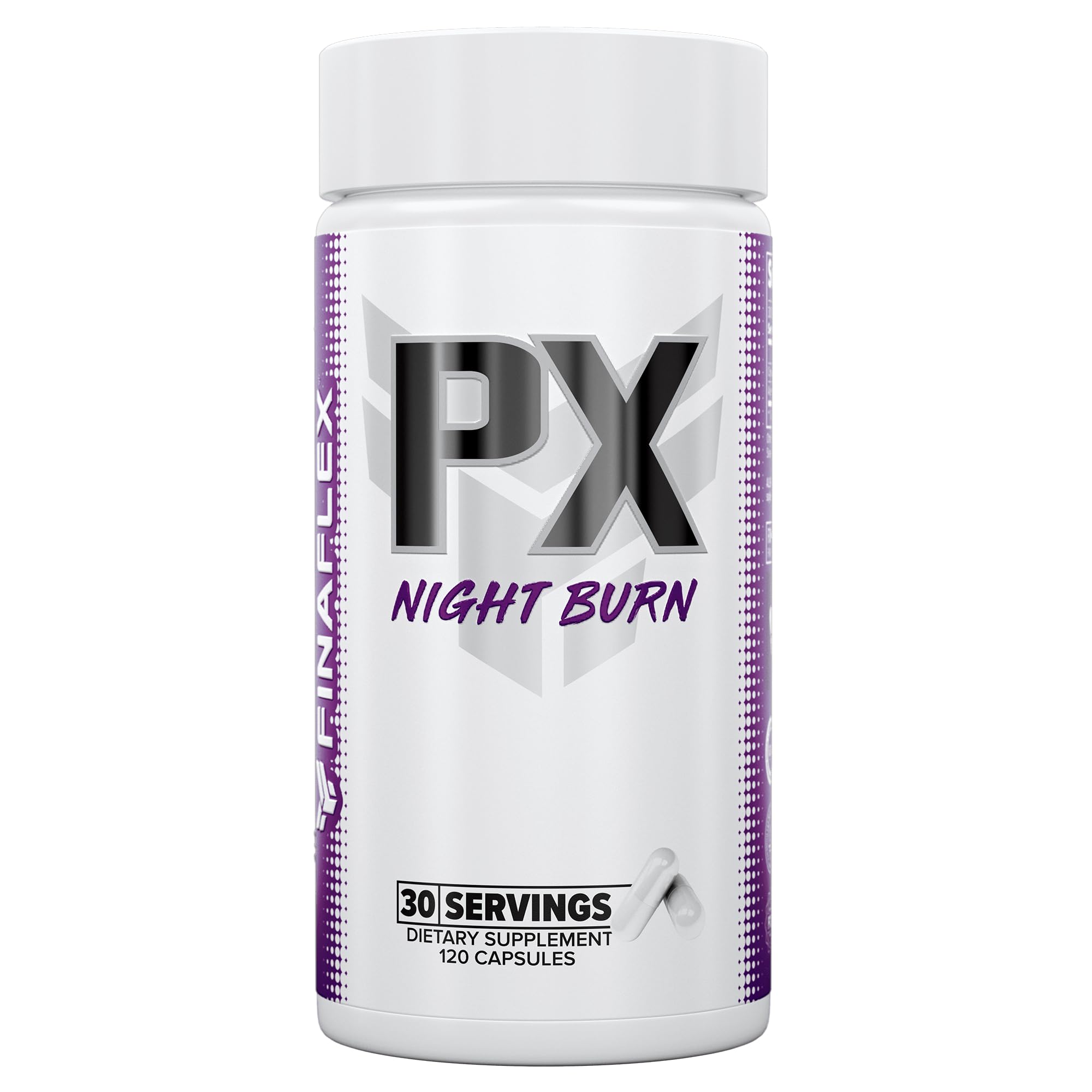 FINAFLEX PX NIGHT BURN bottle with 120 capsules for non-stimulant support