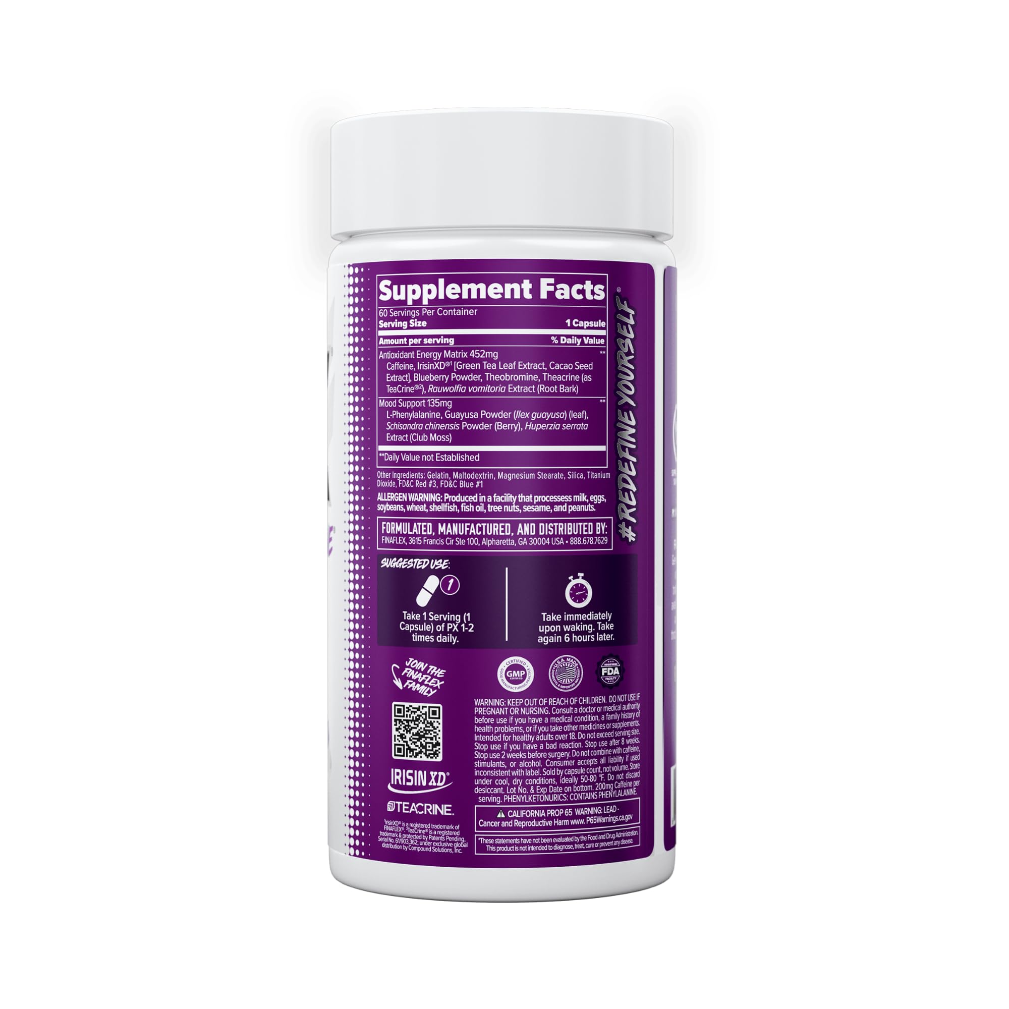 Ingredient visuals for PX PRO Xanthine suggest appetite control potential
