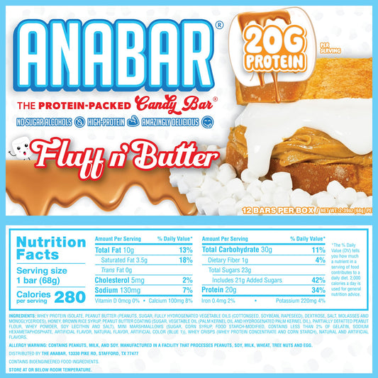 Close-up of Anabar Bar taste and texture, candy-like appeal with 20 g protein