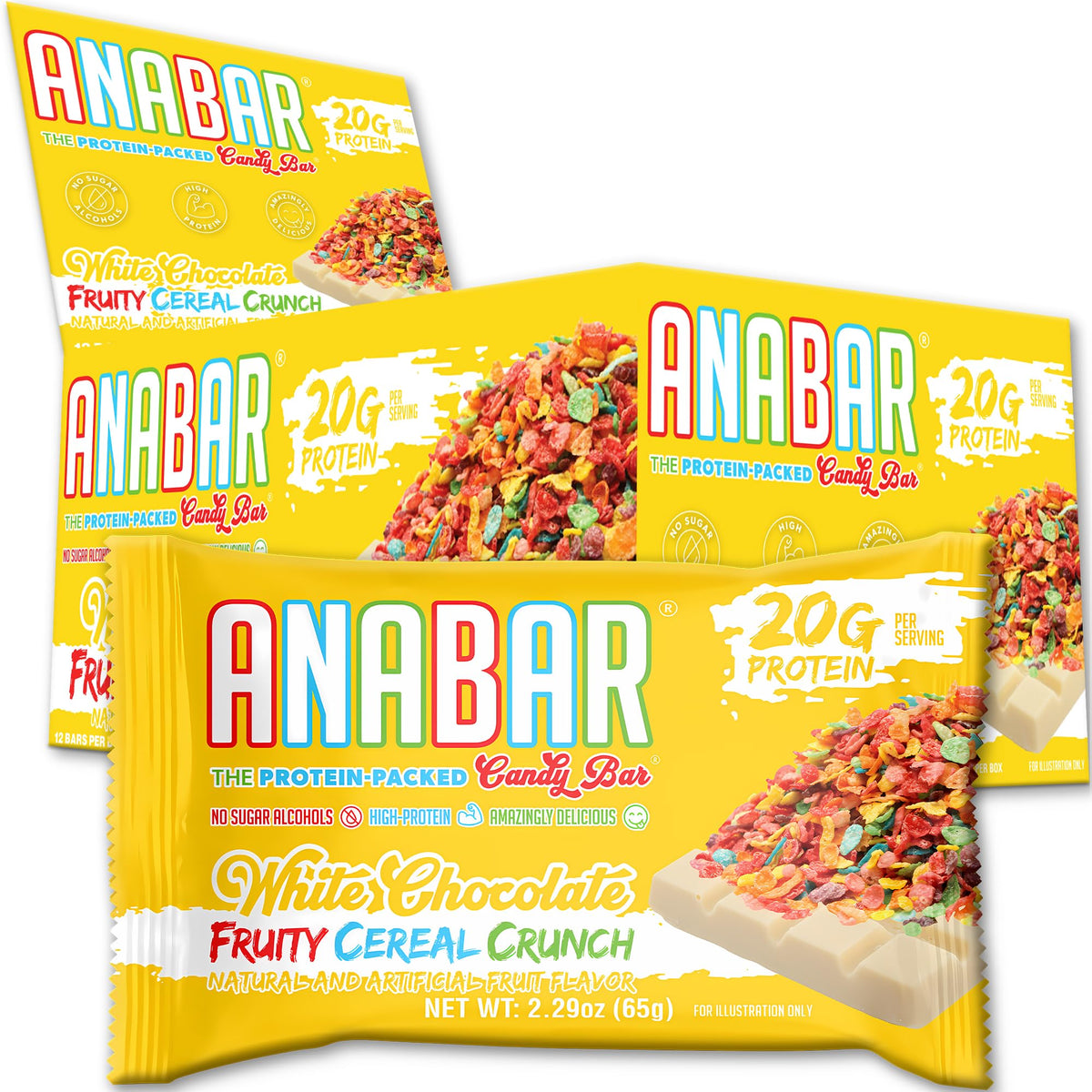 Final Boss Anabar white chocolate fruity cereal crunch bar with real cereal pieces for tasty, protein-rich snack.