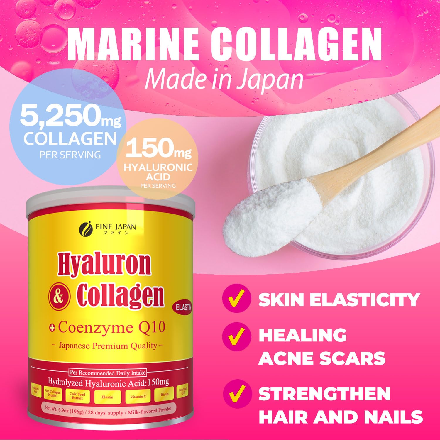 FINE JAPAN collagen powder dissolving smoothly in water