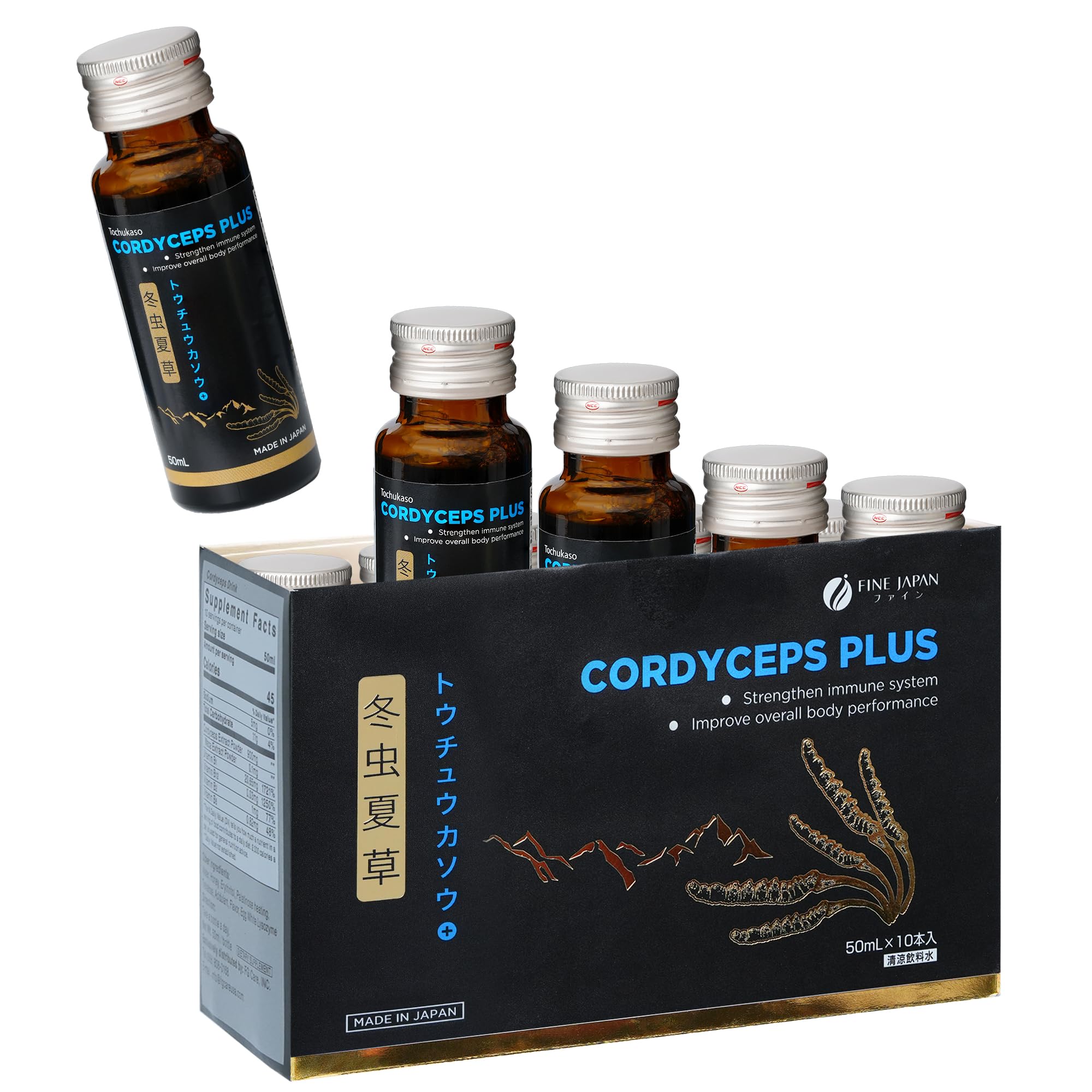 Fine Japan Cordyceps Plus bottle with dropper for energy support