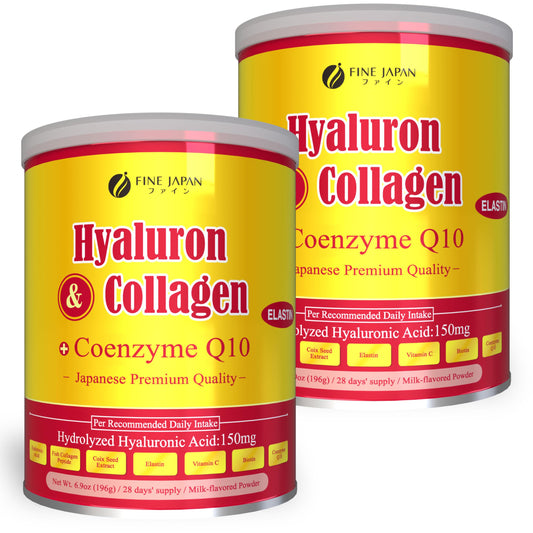 FINE JAPAN Marine Collagen bottle pour showing premium blend for daily wellness