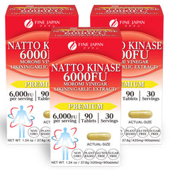 FINE JAPAN Nattokinase 6000FU bottle front shows trusted Japanese quality for daily wellness.