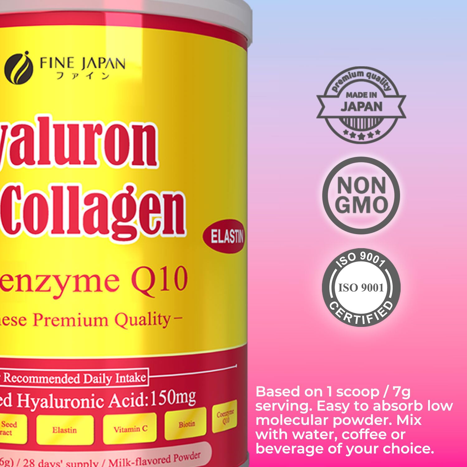 FINE JAPAN Non-GMO ingredients label signals clean formulation.