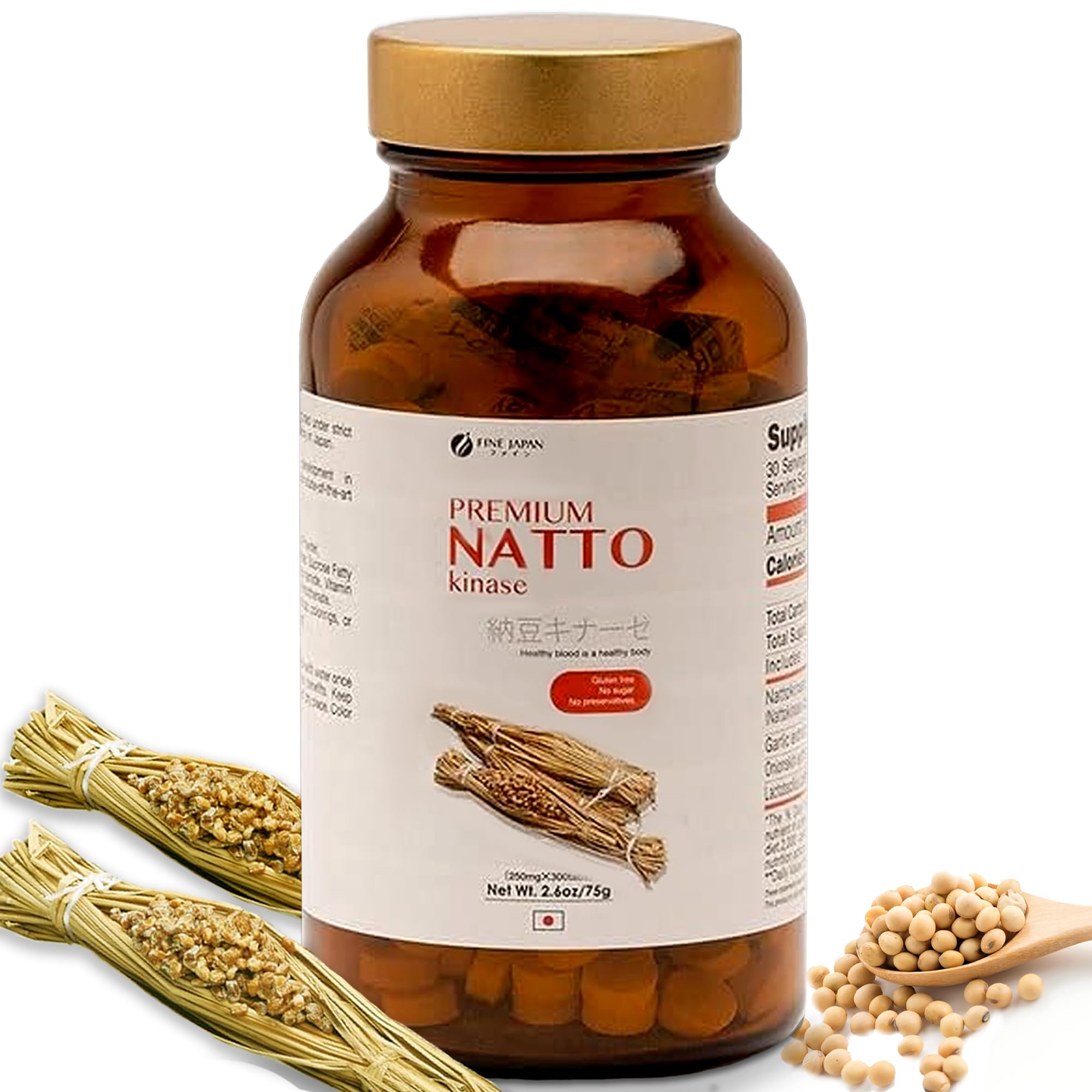 Fine Japan premium nattokinase tablets bottle for daily circulation support.