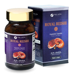 FINE JAPAN Royal Reishi capsules bottle supports daily wellness with organic extract