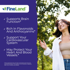 FineLand Wild Blueberry capsules in blister pack for daily vegan use.