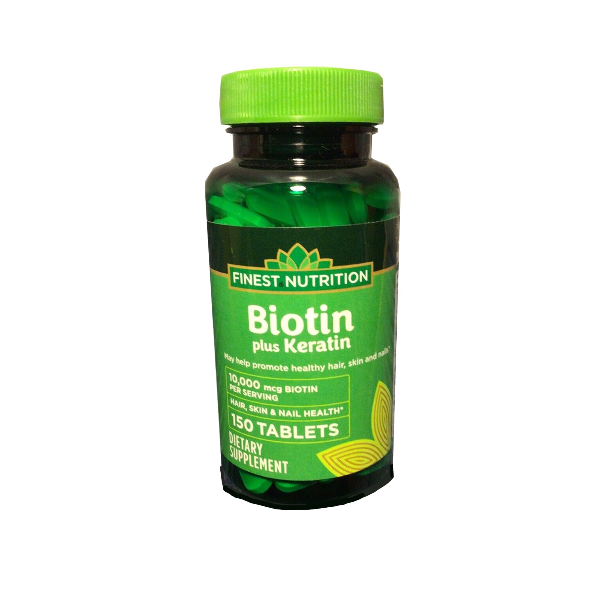 Finest Nutrition Biotin + Keratin bottle for daily hair and nails use.