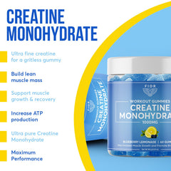 FIOR Creatine Gummy bottle on shelf for daily convenience