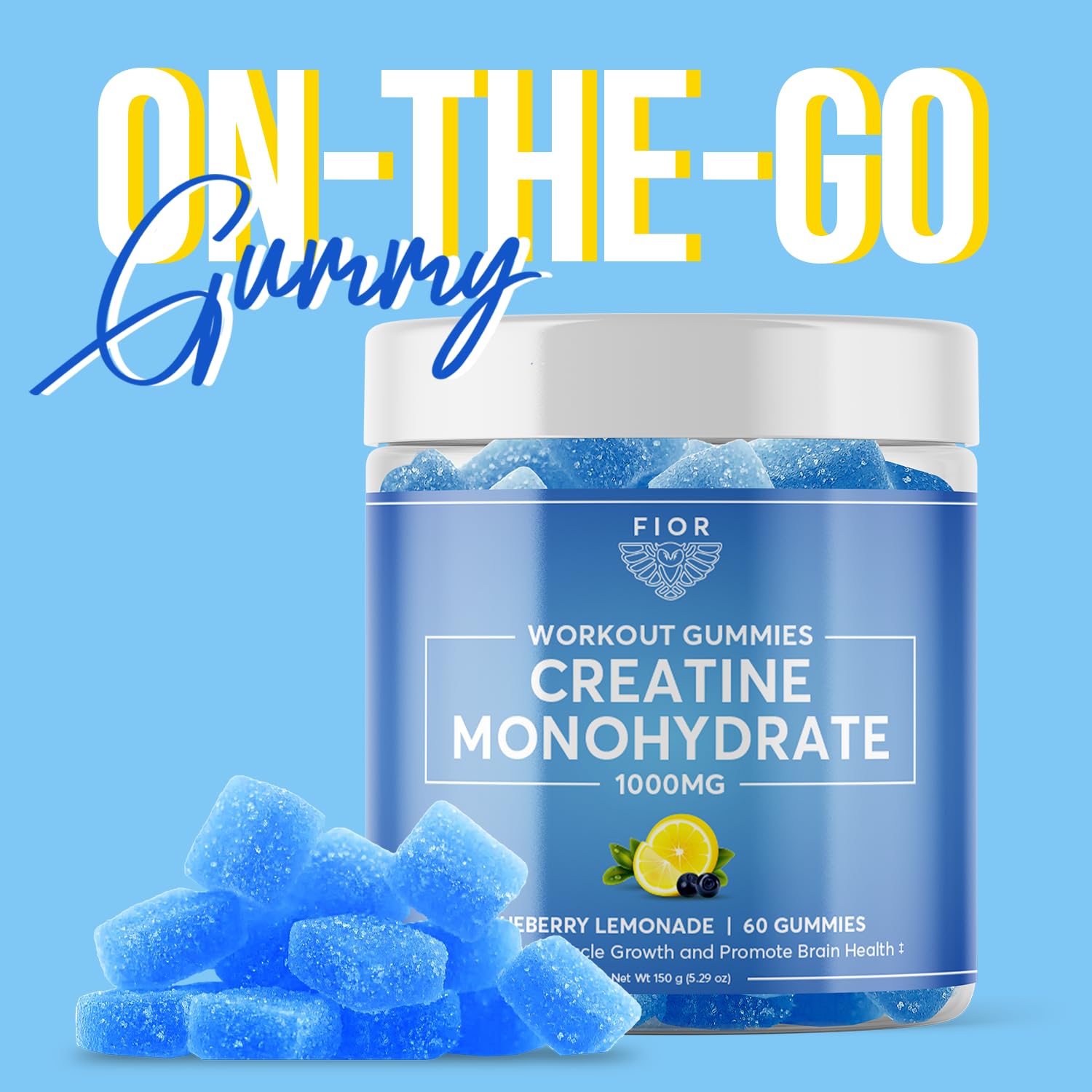 FIOR Creatine Gummy chewy texture close-up for easy daily intake