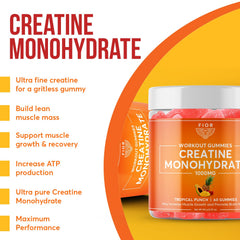 FIOR Creatine Gummy in-use scenario, convenient chew during gym session.