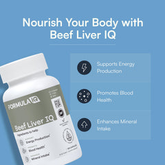 FIQ Beef Liver IQ capsules close-up shows nutrient absorption potential