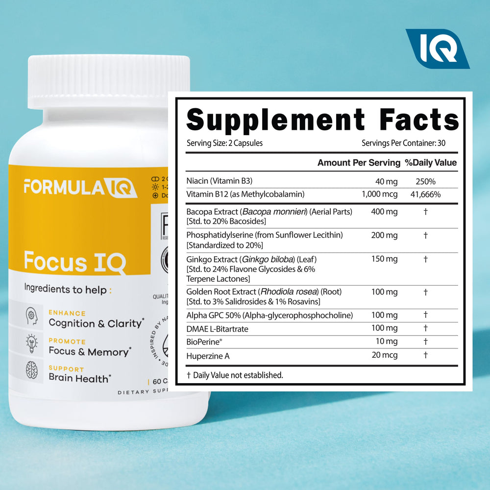 FIQ Formula IQ label details emphasize quality and research-backed brain-boosting nutrients