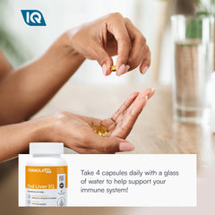 FIQ Formula IQ bottle beside glass of water illustrates easy integration into routines
