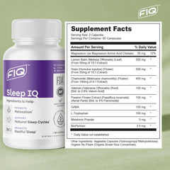 FIQ Sleep IQ valerian root visual emphasizing natural sleep support.