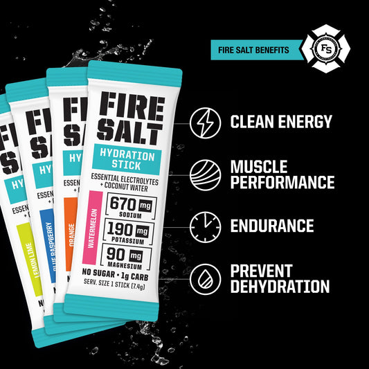 Fire Science Fire Salt hydration stick berry pack supports electrolyte balance during activity