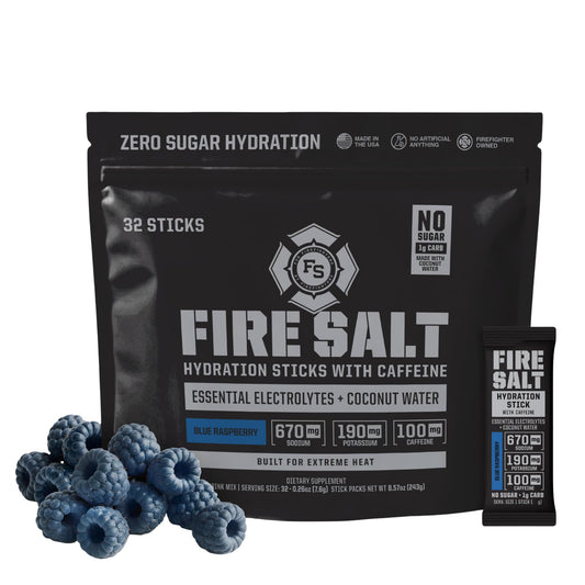 Fire Science Fire Salt hydration stick blue raspberry for on-the-go hydration during workouts