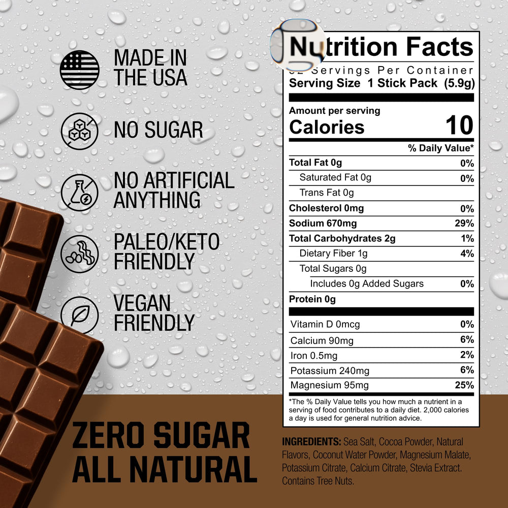 Fire Science Fire Salt chocolate-flavor hydration stick delivers tasty electrolyte support.