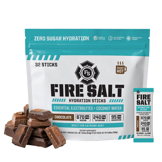 Fire Science Fire Salt hydration stick pack for easy, on-the-go electrolyte refreshment.