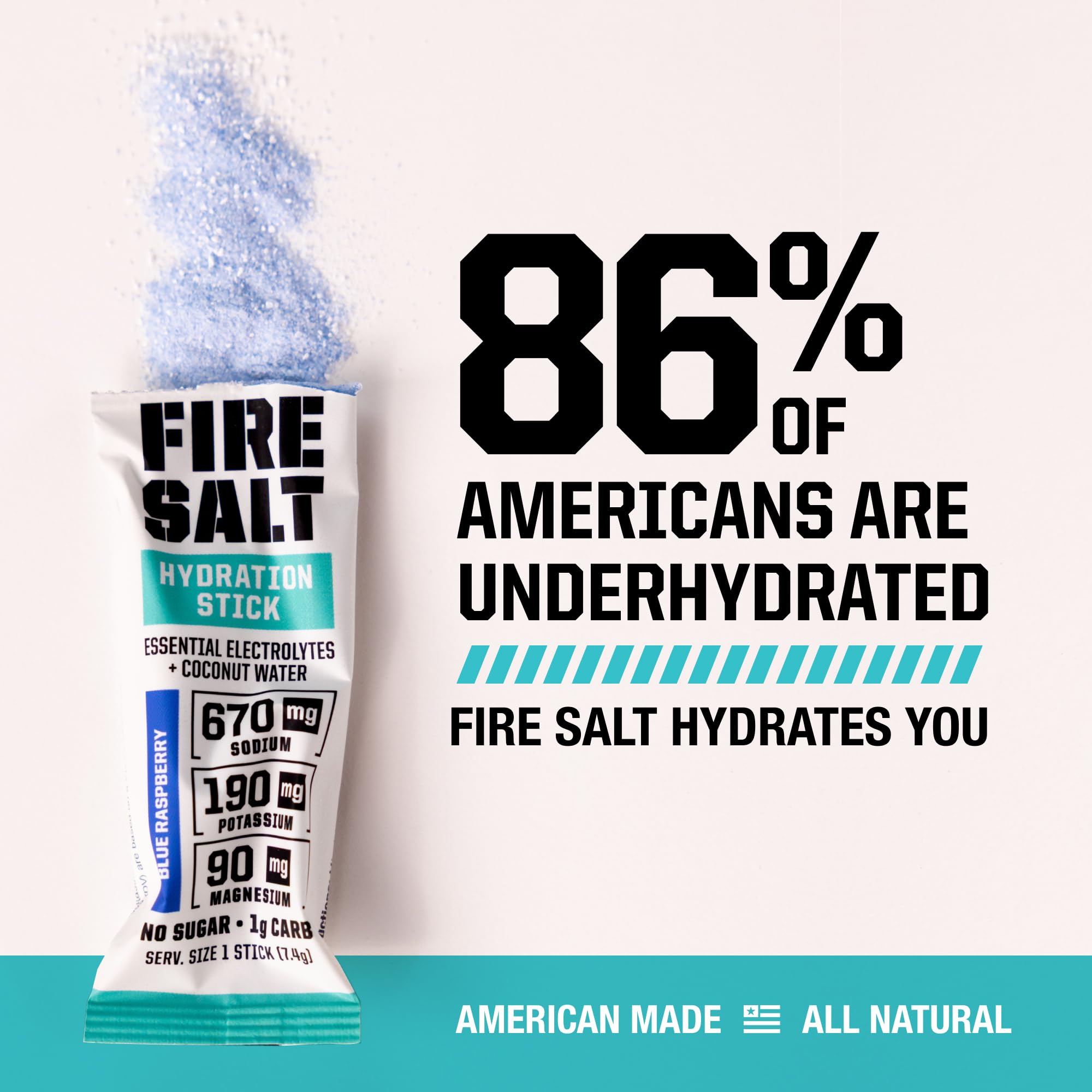 Single-serve packets show convenient on-the-go hydration by Fire Salt.