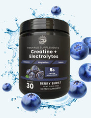 FireHaus Creatine + Electrolytes bowl mixing on countertop.