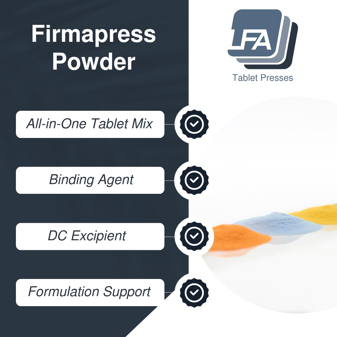 Firmapress direct compression setup improves formulation flow and binding.