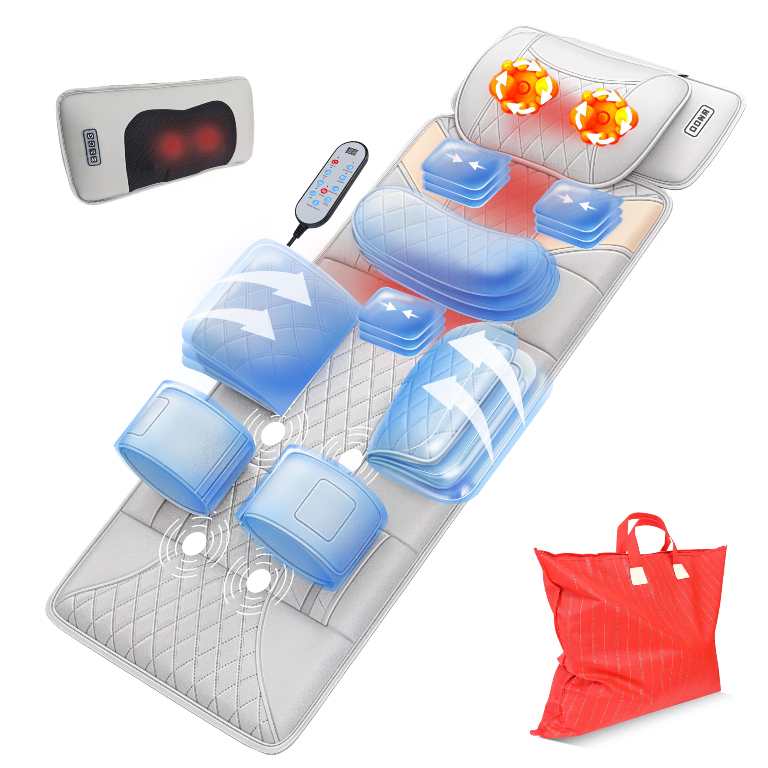 FIRRLUCO full body massage mat with heat for bed or sofa