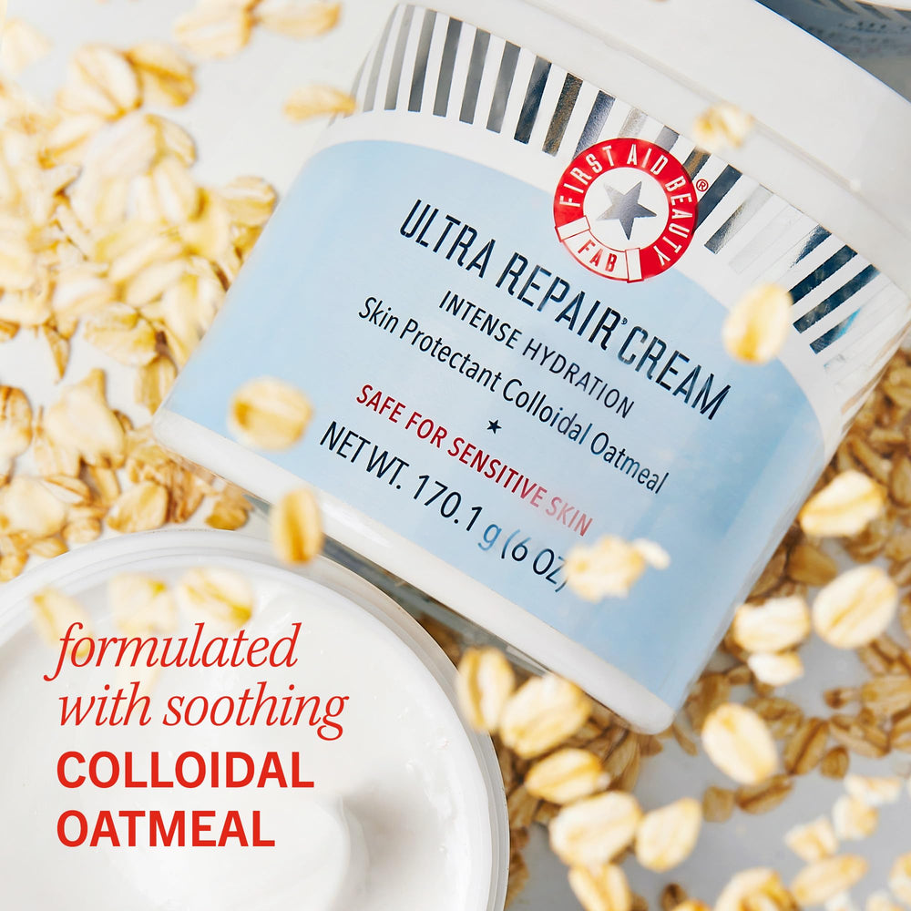 First Aid Beauty Ultra Repair Cream suitable for all skin types with light whipped texture.