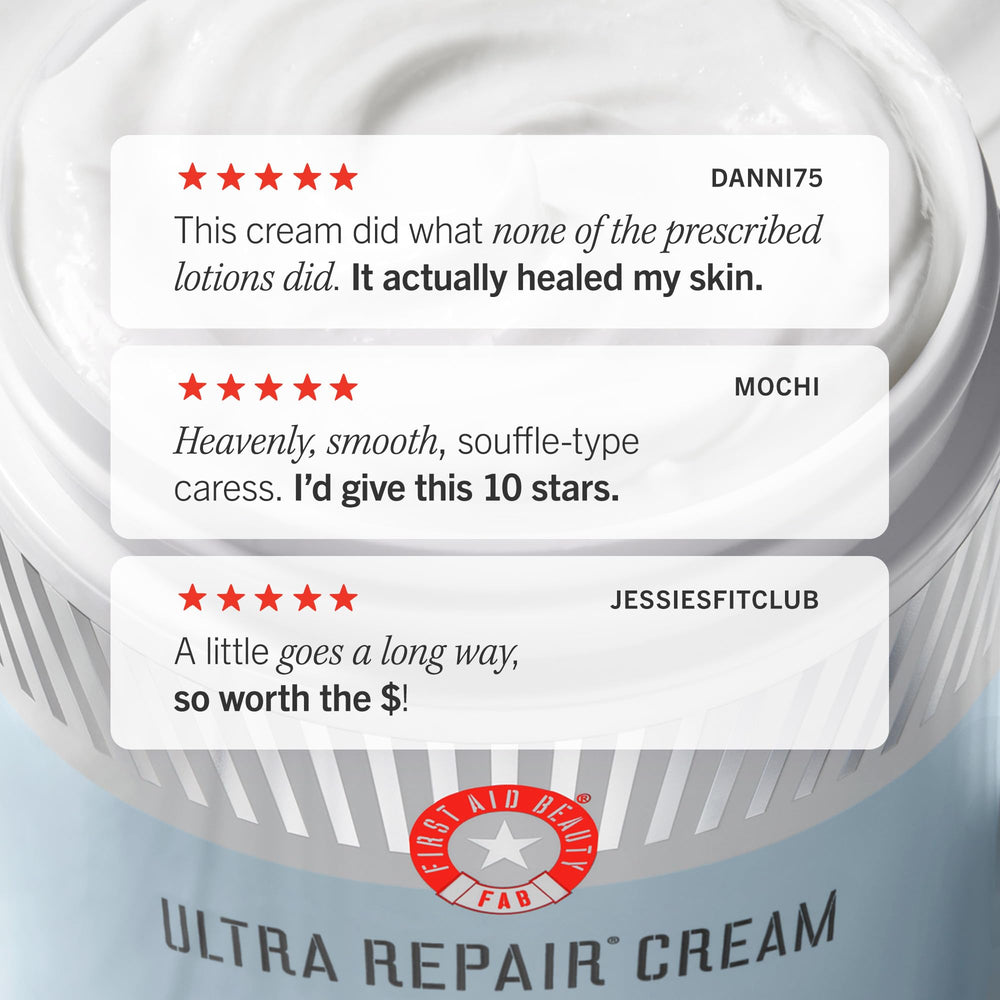 First Aid Beauty Ultra Repair Cream comes in a 2 oz travel-friendly kit.