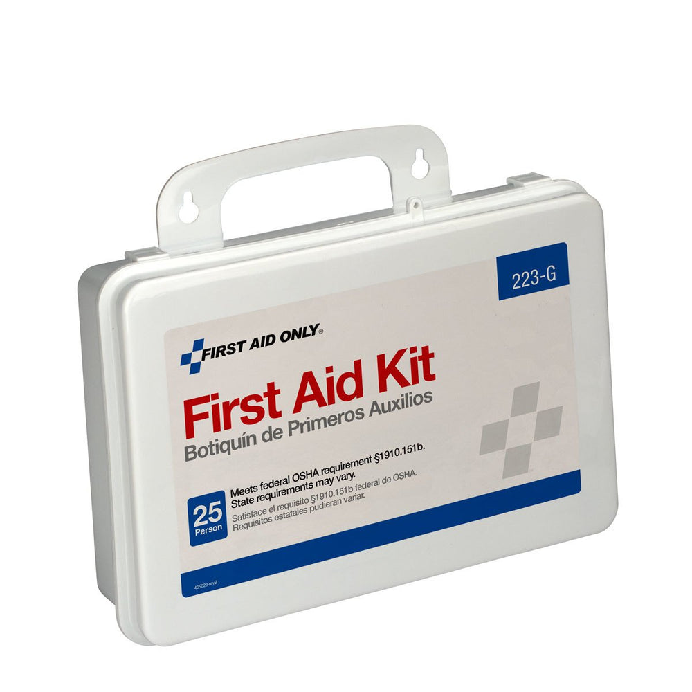 First Aid Only 223-G water-resistant case with gasket protecting supplies
