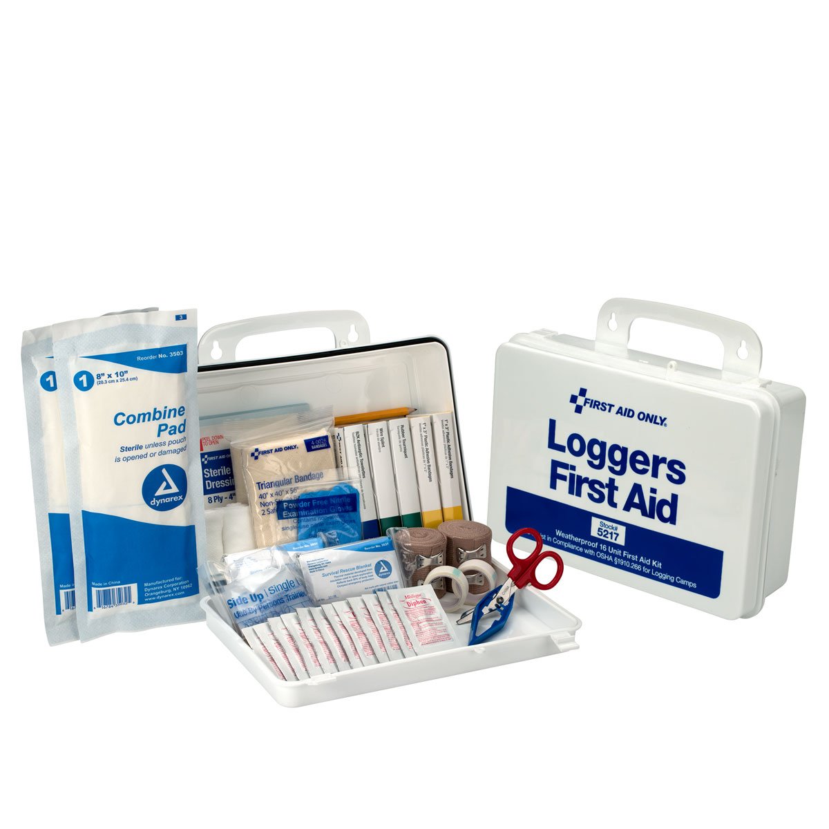 First Aid Only 5217 weatherproof case protects supplies outdoors.