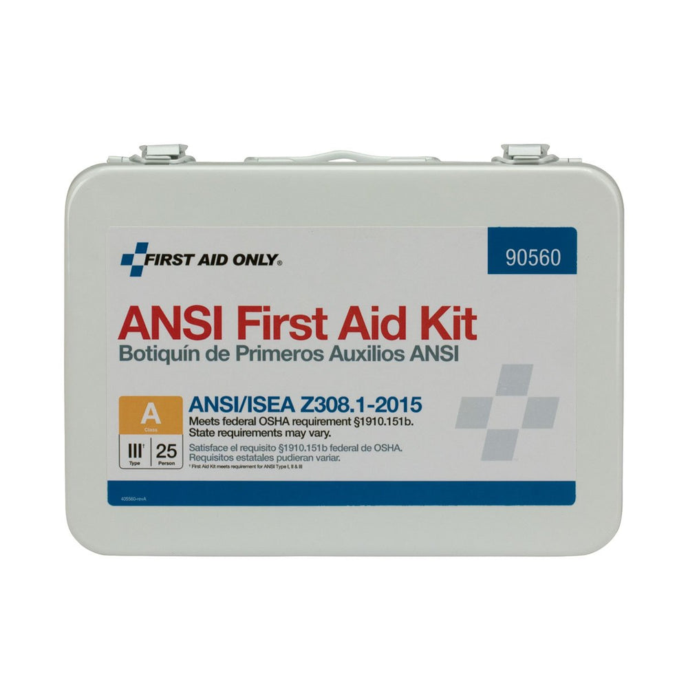 First Aid Only 90560 weatherproof metal case keeps supplies secure on-site