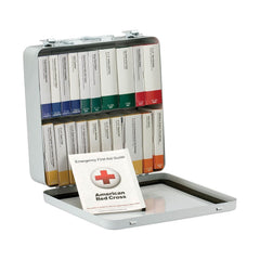 First Aid Only 90600 weatherproof metal case with carrying handle for safe transport and quick access.