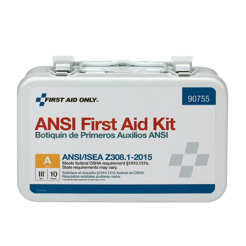 First Aid Only 90755 metal case close-up, showcasing sturdy storage for quick safety response
