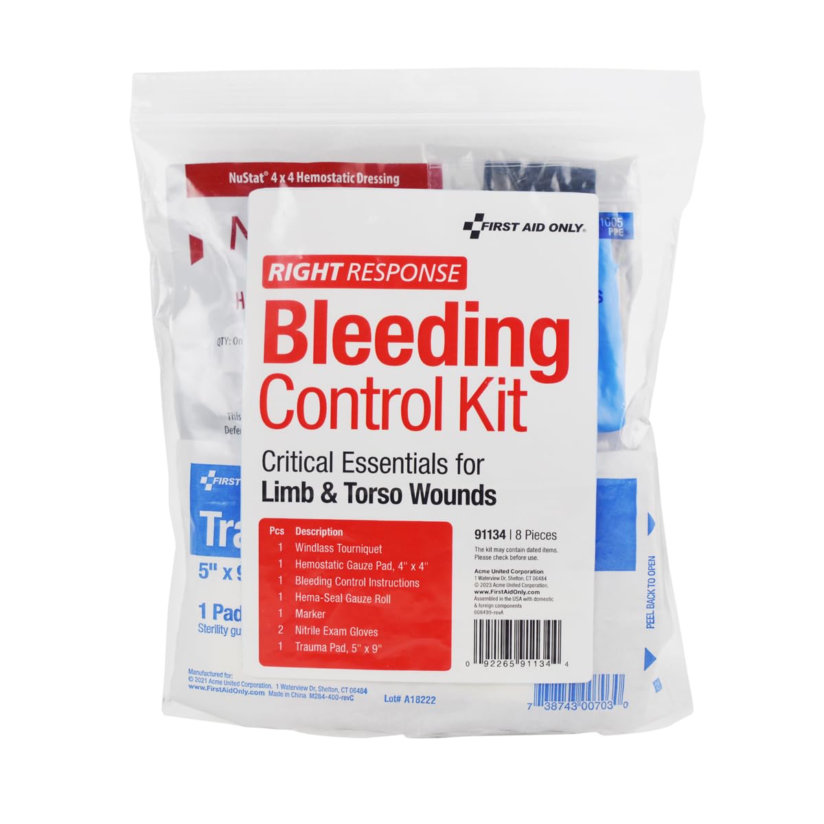 First Aid Only 91134 bleeding control kit tourniquet ready for rapid response.
