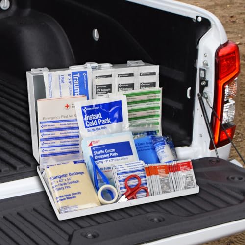 First Aid Only 9302-25M metal case with handle for easy transport