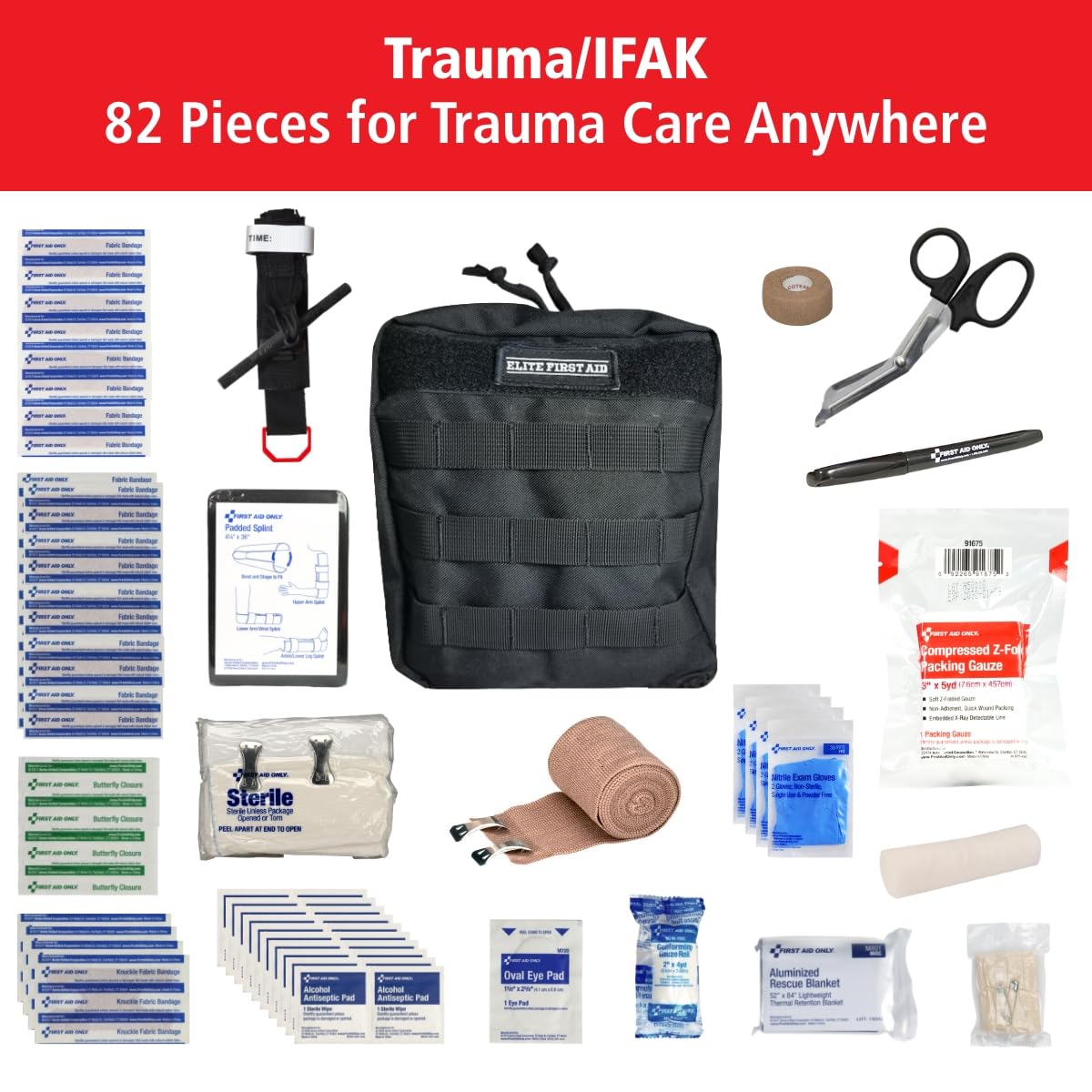 First Aid Only Elite IFAK mounted on headrest for quick access