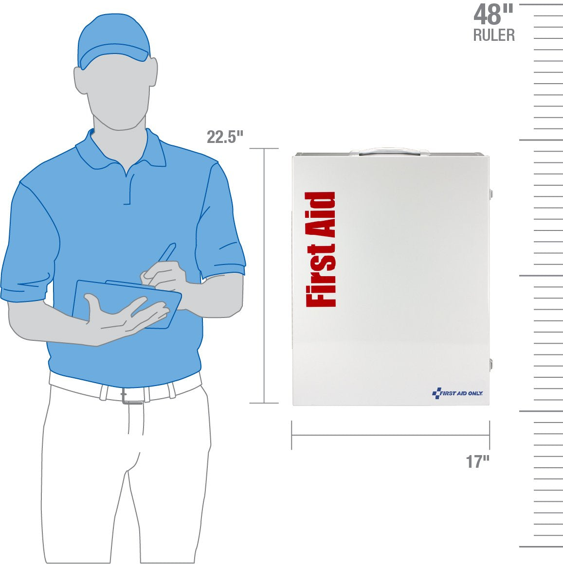 First Aid Only wall mountable cabinet with handle for secure placement
