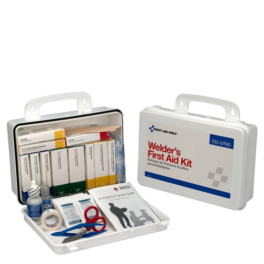 First Aid Only welder kit cover, portable emergency readiness on the job site.
