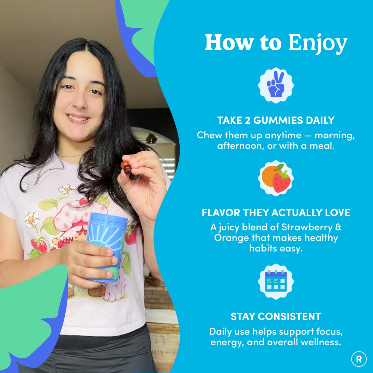 First Day active-teen lifestyle scene suggests support for busy, active days.